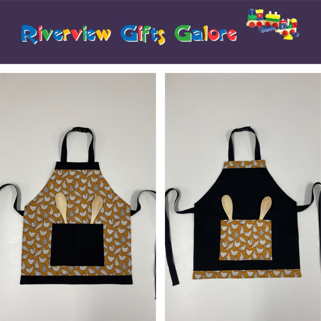 Apron Reversible - Mustard Chooks / Black