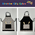 Apron Reversible - Beige Chooks / Black