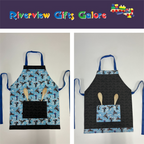 Apron Reversible - Blue Motorbikes / Brown Motorbikes