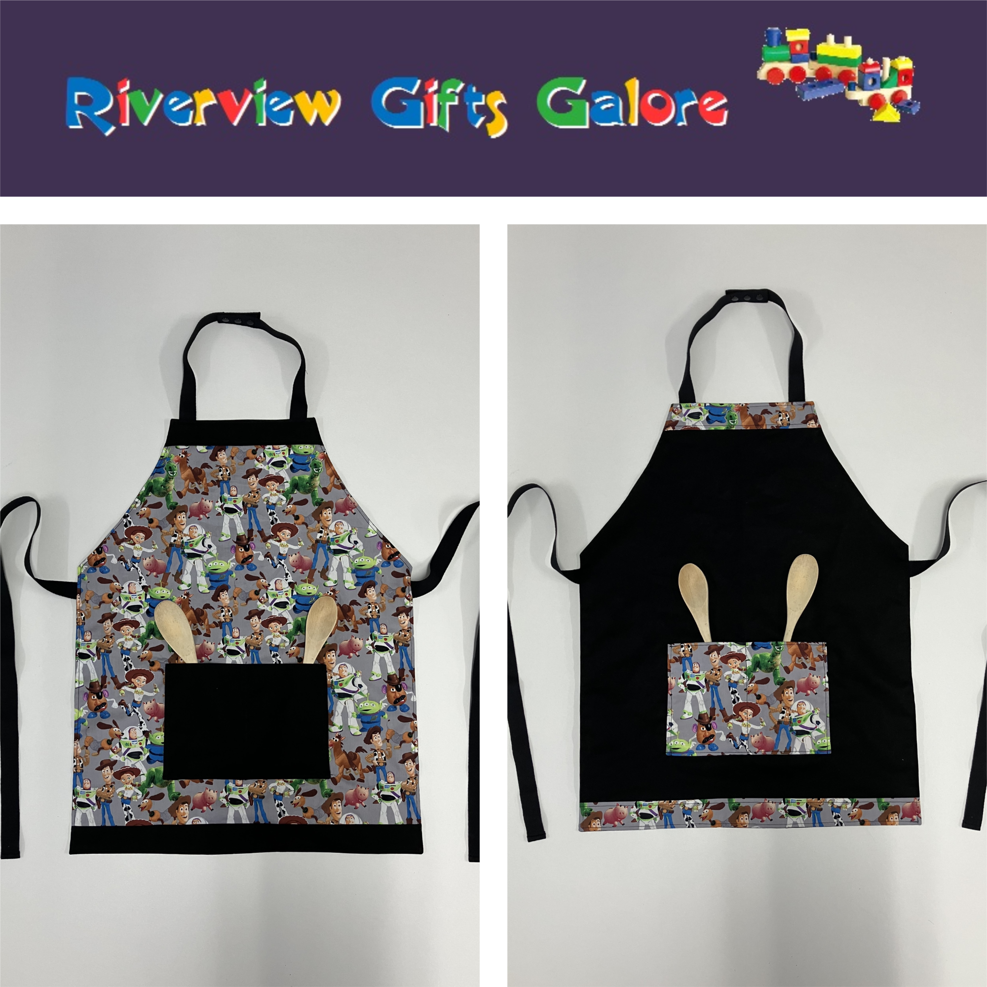 Apron Reversible - Toy Story Grey
