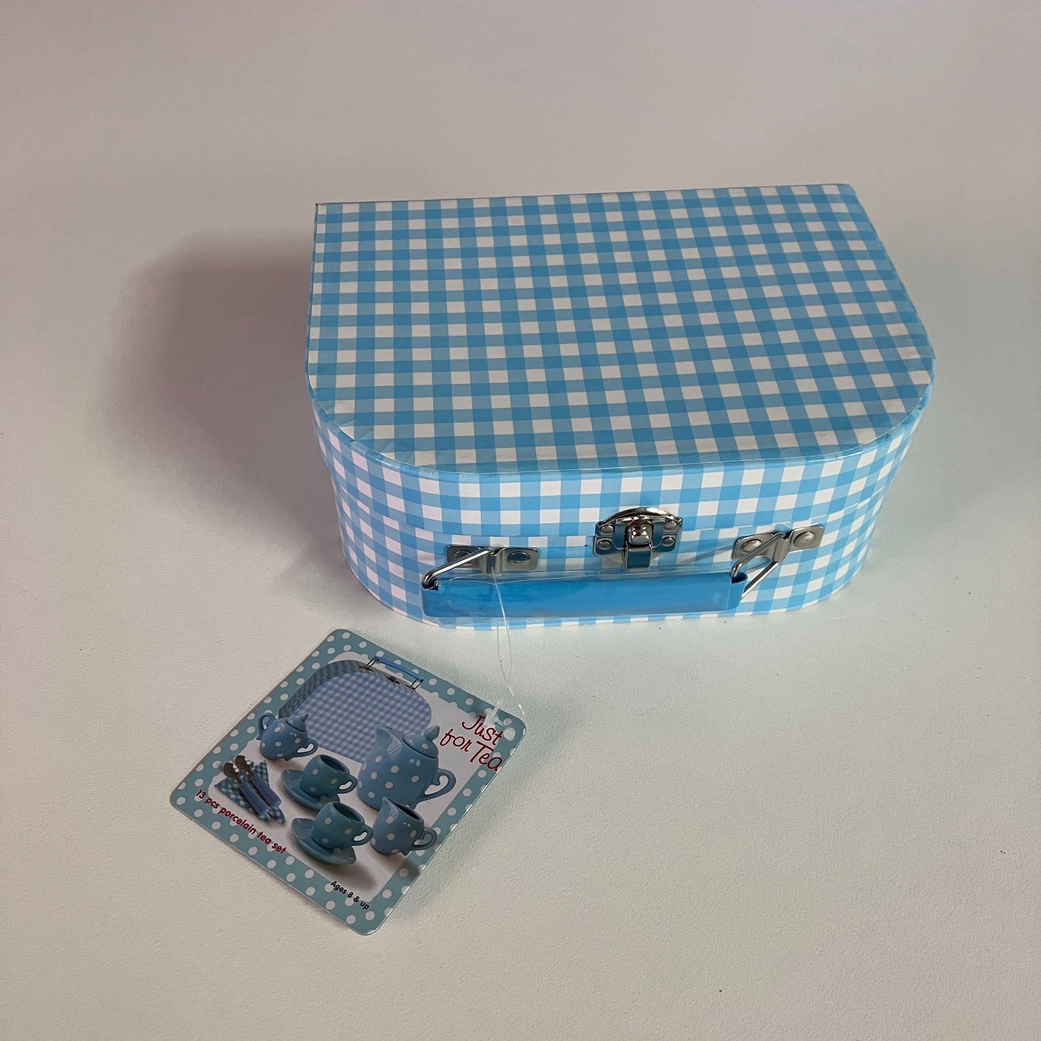 13pc Porcelain Tea Set in Suitcase - Blue