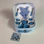 13pc Porcelain Tea Set in Suitcase - Blue