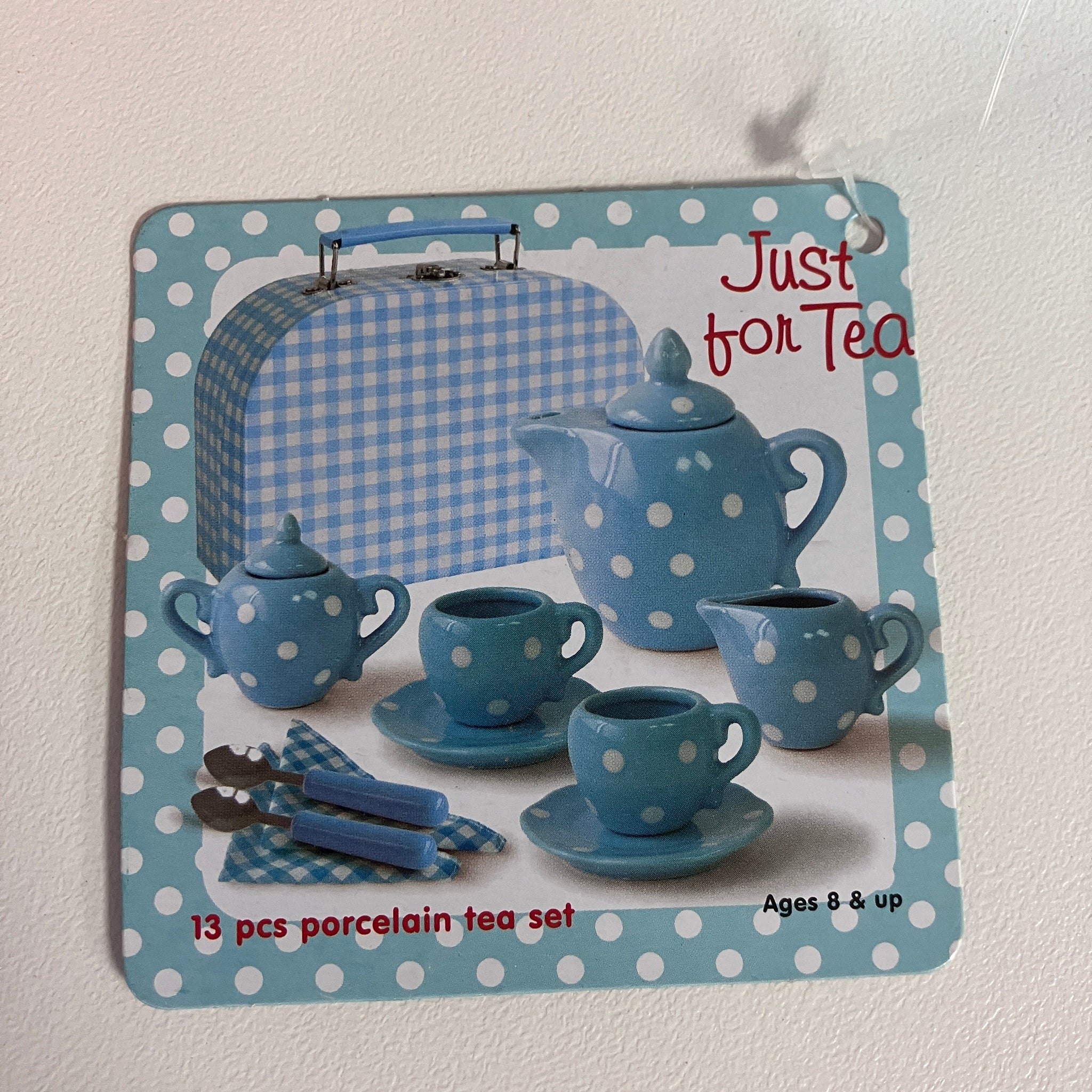 13pc Porcelain Tea Set in Suitcase - Blue