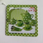 13pc Porcelain Tea Set in Suitcase - Green