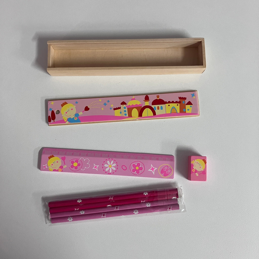 Wooden Pencil Case Set - Assorted Designs