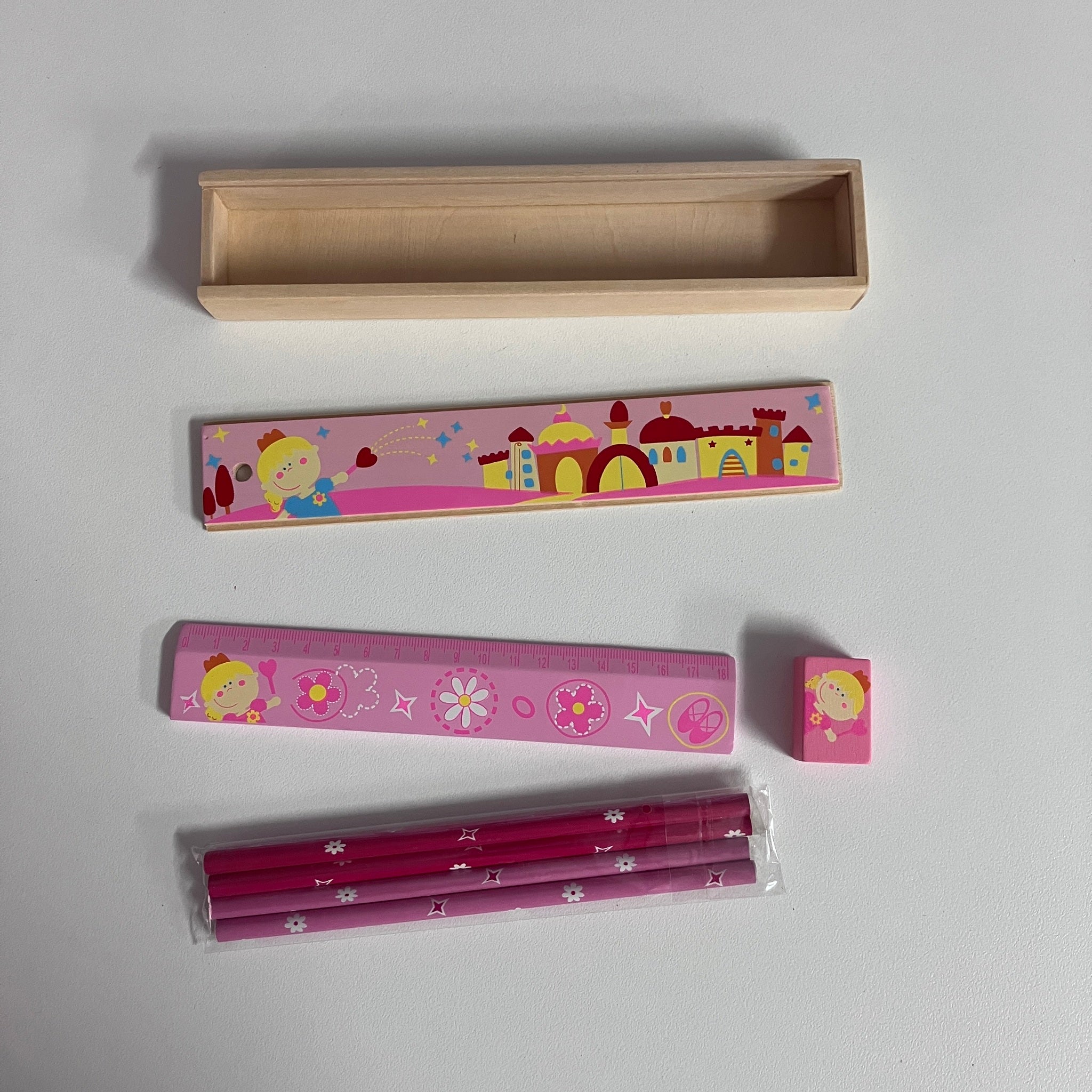 Wooden Pencil Case Set - Assorted Designs