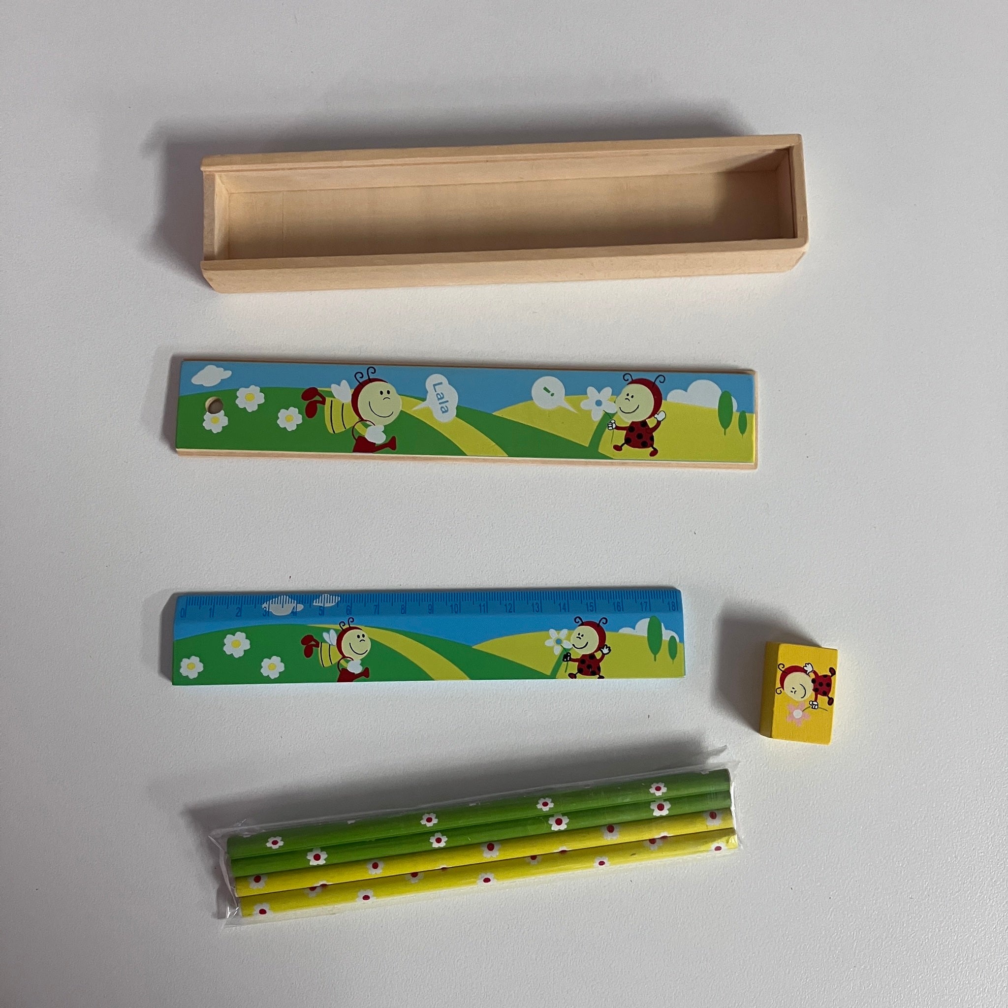 Wooden Pencil Case Set - Assorted Designs