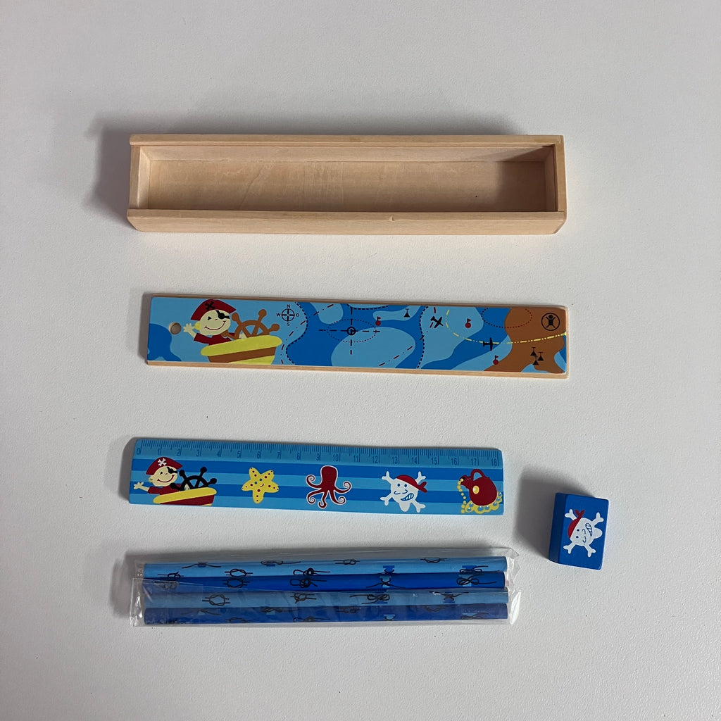Wooden Pencil Case Set - Assorted Designs