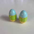 Wooden Maraca - Egg - Blue Pattern