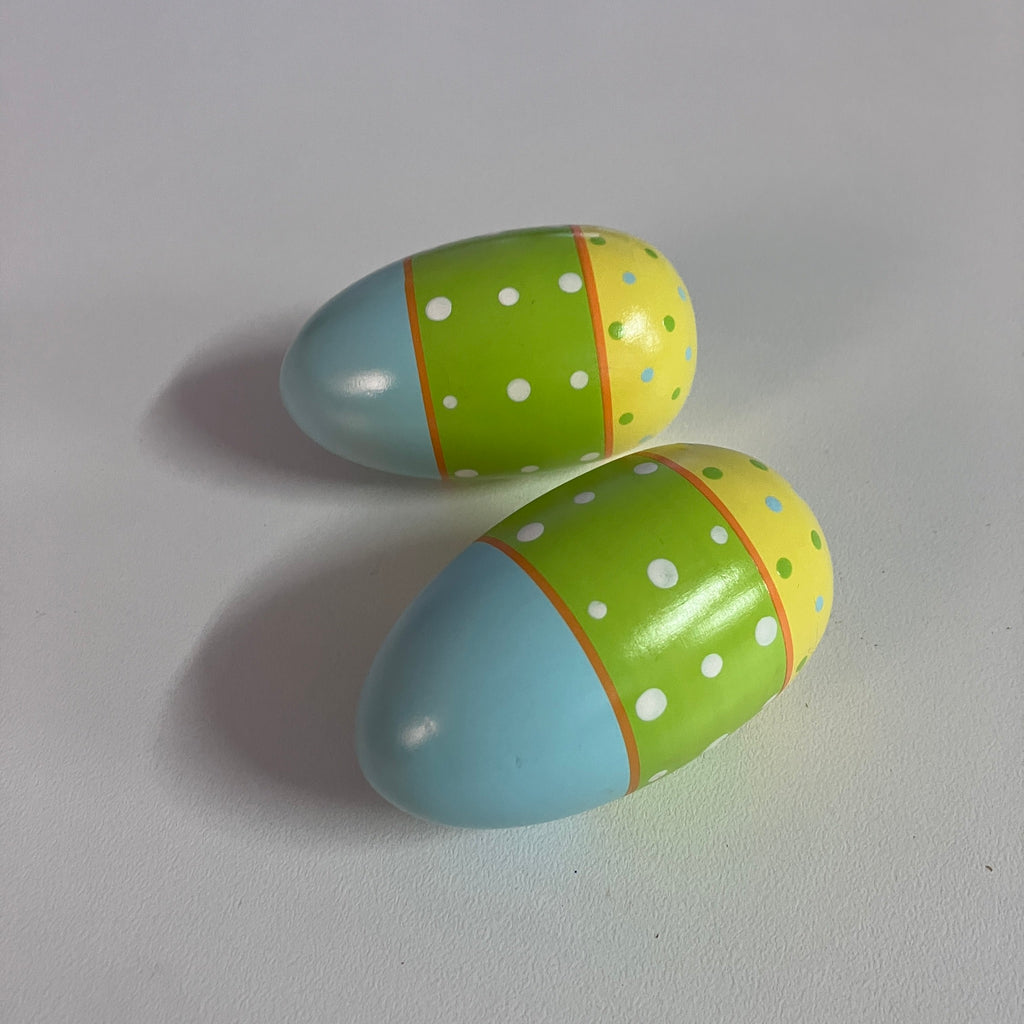 Wooden Maraca - Egg - Blue Pattern
