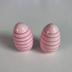 Wooden Maraca - Egg - Pink Stripe