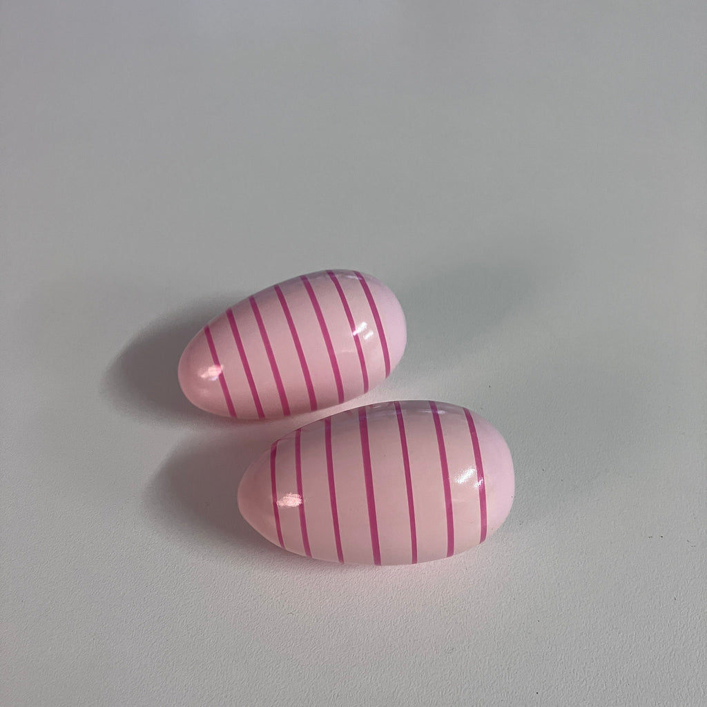 Wooden Maraca - Egg - Pink Stripe