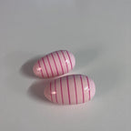 Wooden Maraca - Egg - Pink Stripe