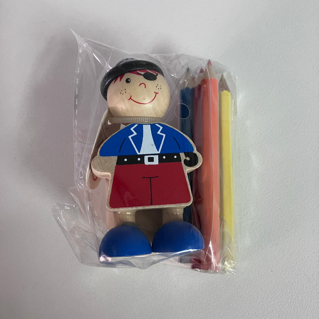 Wooden Coloured Pencil Sets - Pirate / Fairy - Assorted Designs