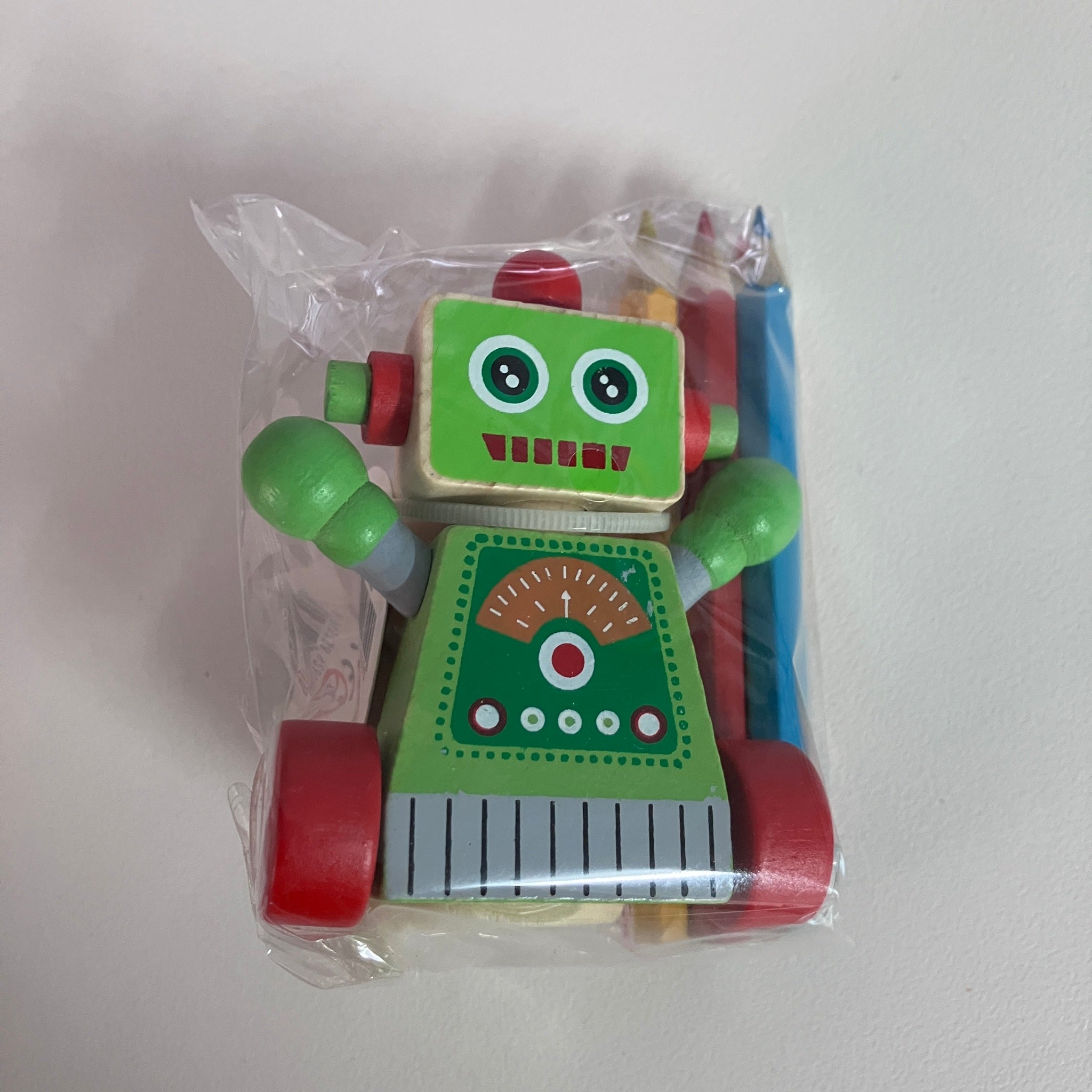 Wooden Coloured Pencil Sets - Robot - Assorted Designs