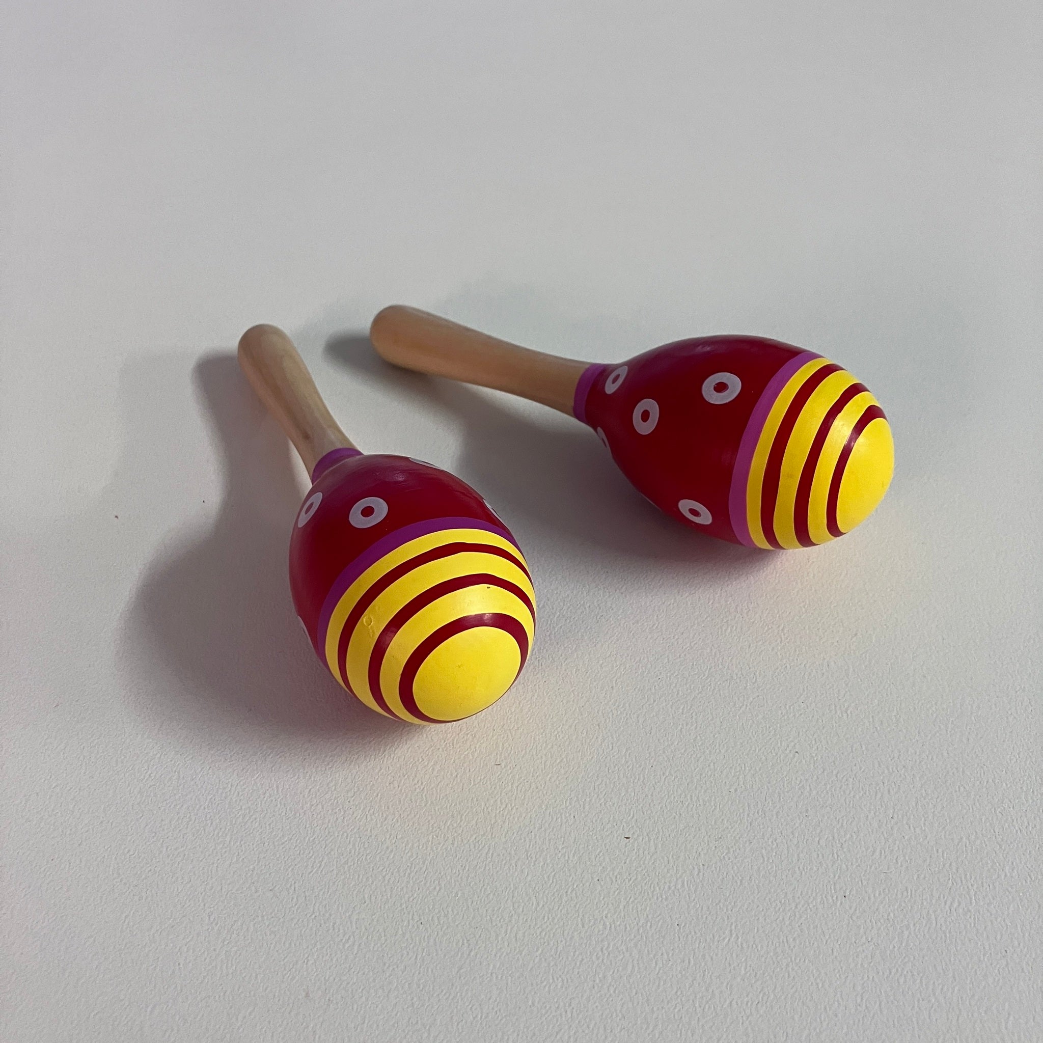 Wooden Maracas - 14cm - Yellow Red