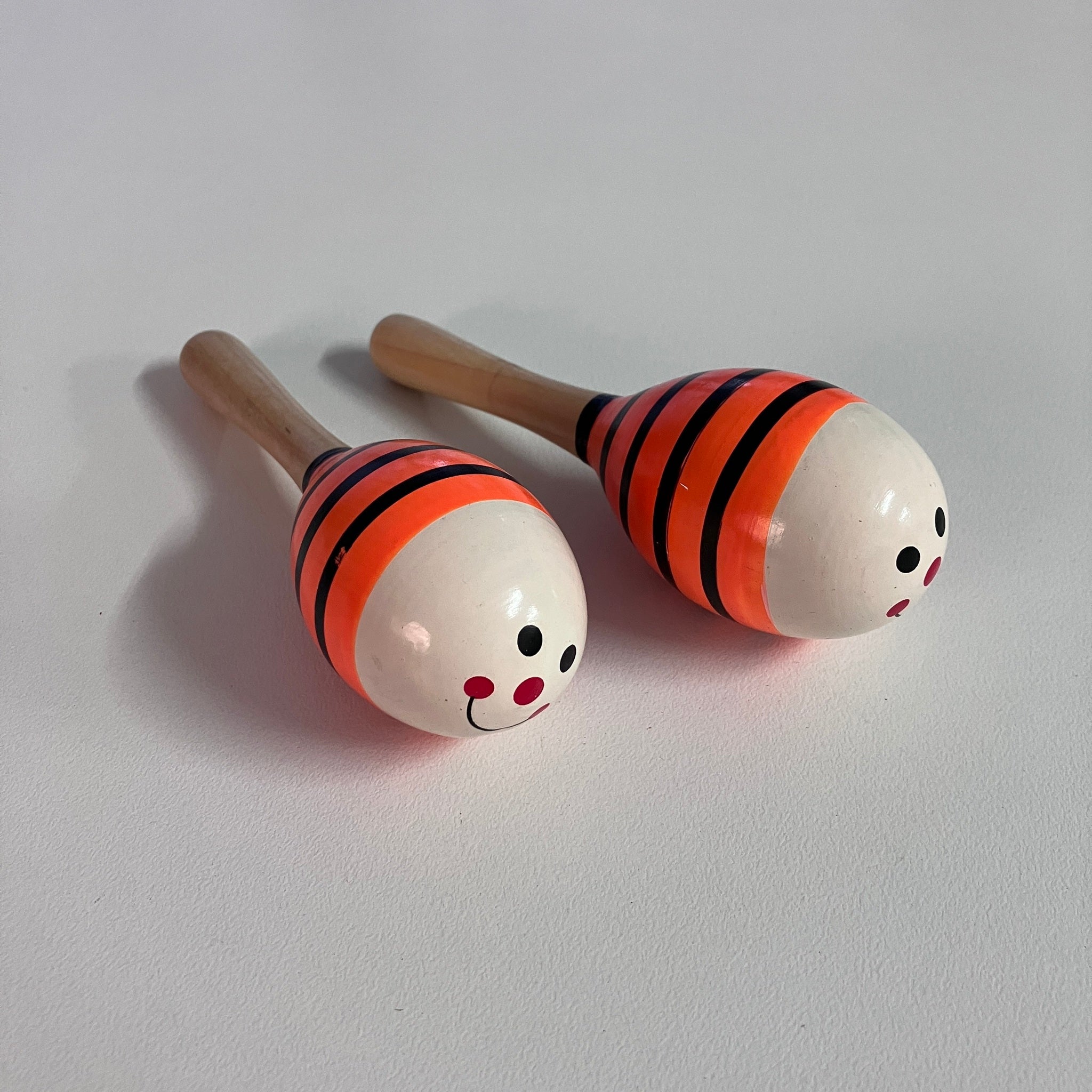 Wooden Maracas - 14cm - Orange Stripe Bug