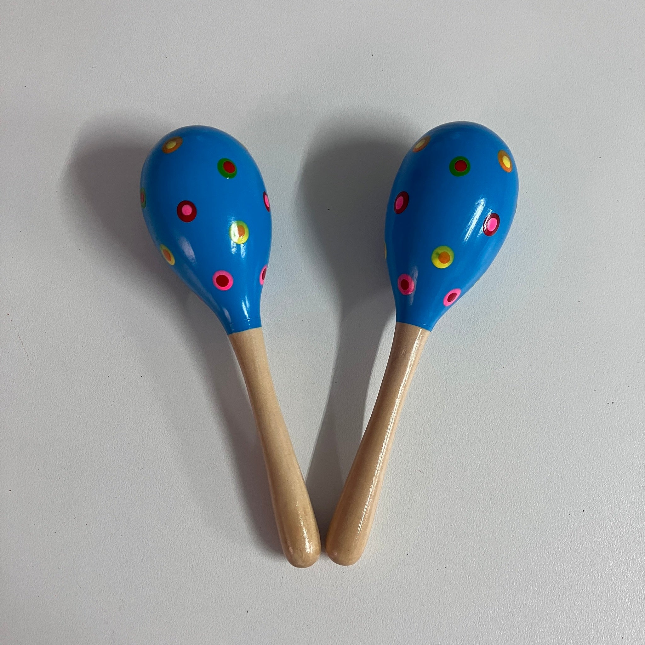 Wooden Maracas - 19cm - Blue Dot
