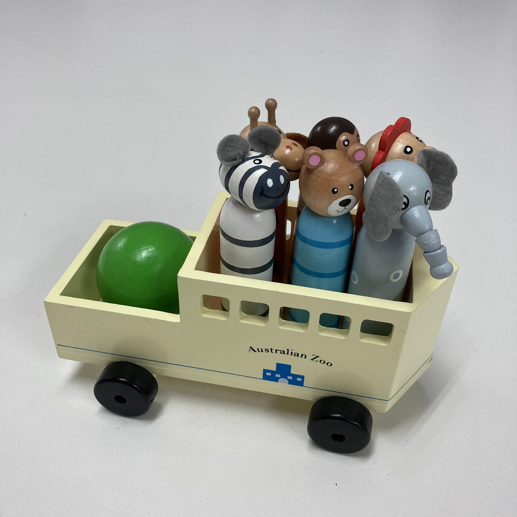 Wooden Bowling Vehicle Set  - Australian Zoo
