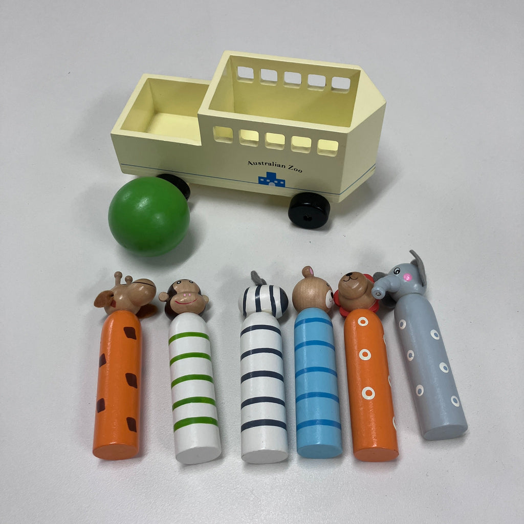 Wooden Bowling Vehicle Set  - Australian Zoo