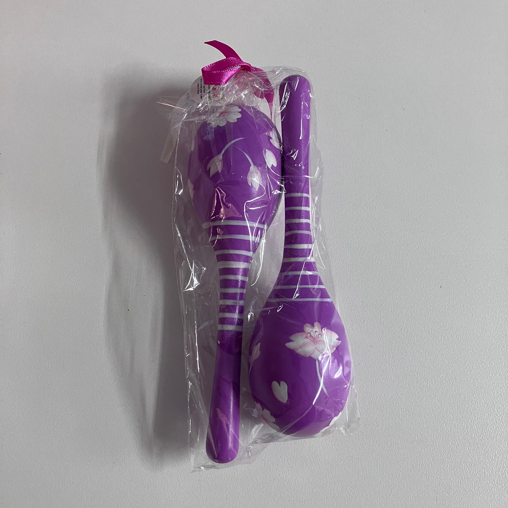 Wooden Maracas - 19cm - Flowers - Assorted Colours