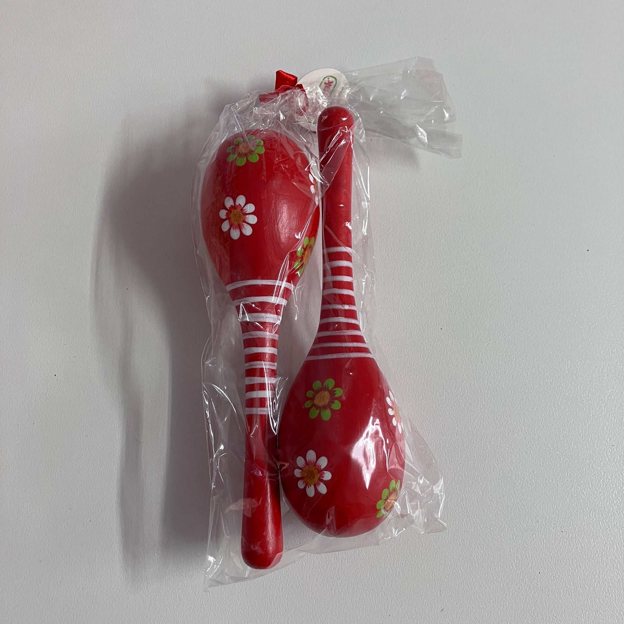 Wooden Maracas - 19cm - Flowers - Assorted Colours