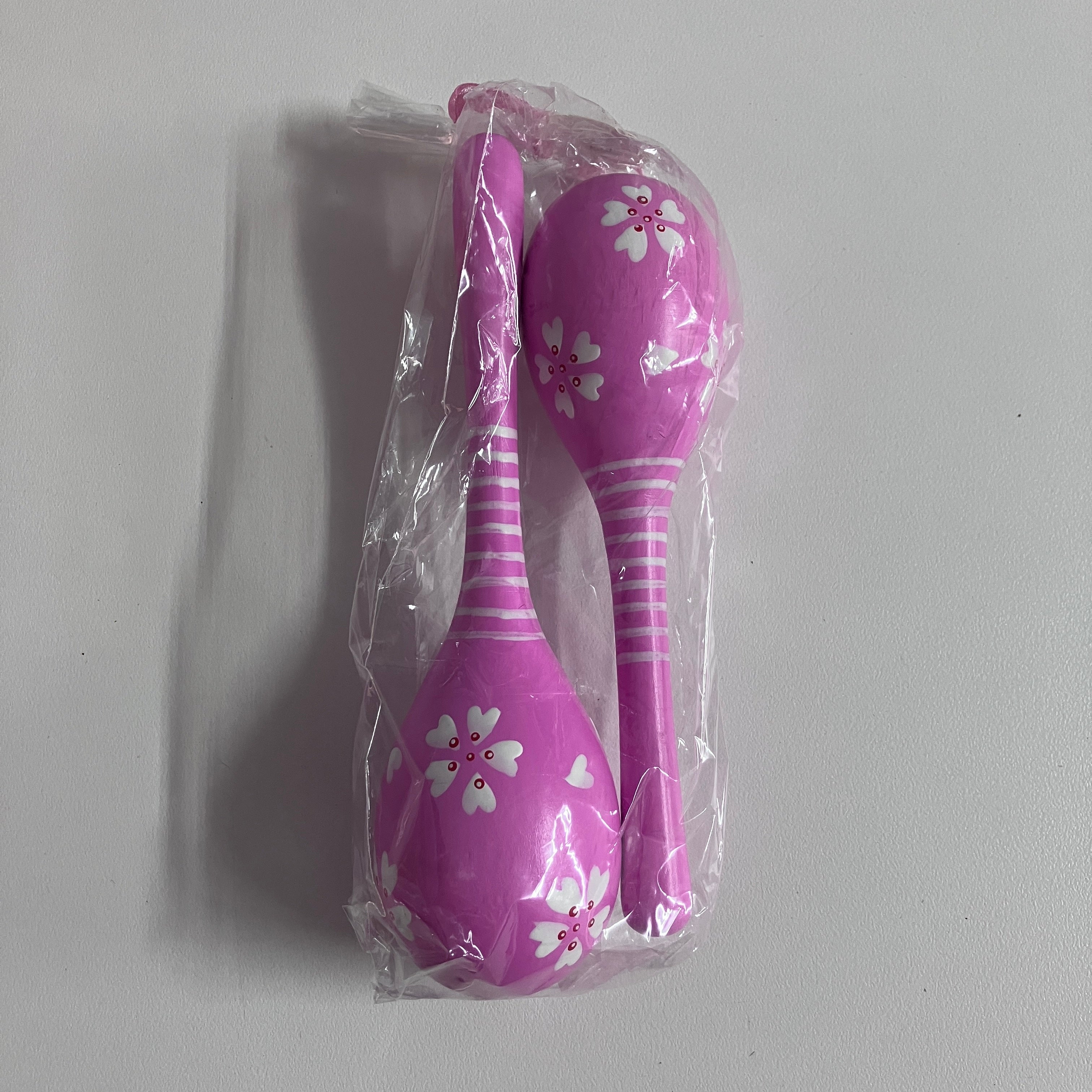 Wooden Maracas - 19cm - Flowers - Assorted Colours