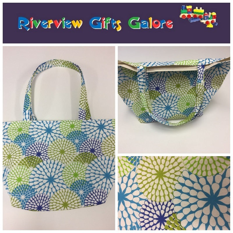 Large Tote Bag – Blue Green Pattern