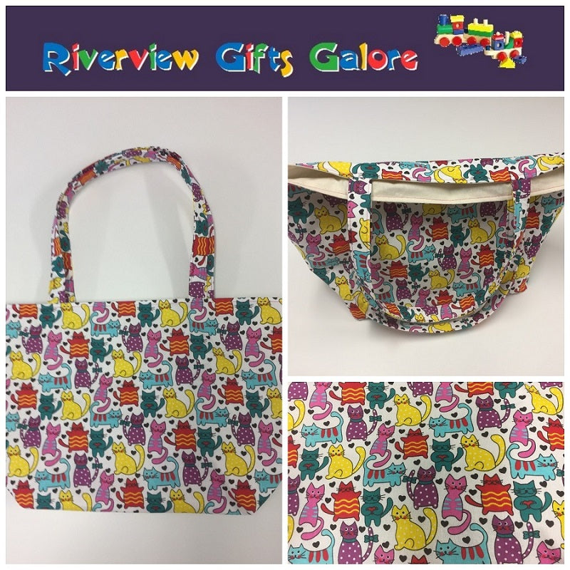 Large Tote Bag – Multi Coloured Cats