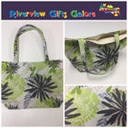 Large Tote Bag – Lime Grey Flowers