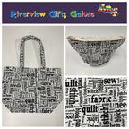Large Tote Bag – Sewing Words on White