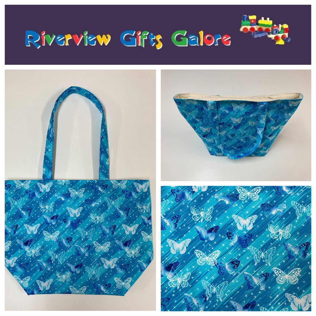Large Tote Bag – Blue Butterflies
