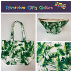 Large Tote Bag – Tropical Leaves on White
