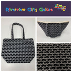 Large Tote Bag – Black Cats on Dark Grey