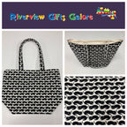 Large Tote Bag – Black Cats on White