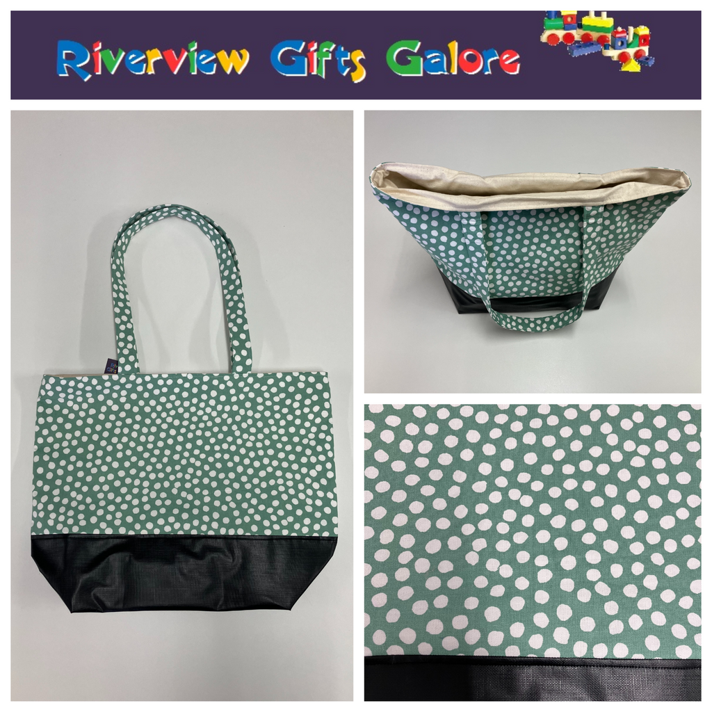 Large Tote Bag with Vinyl Base - Green Spot