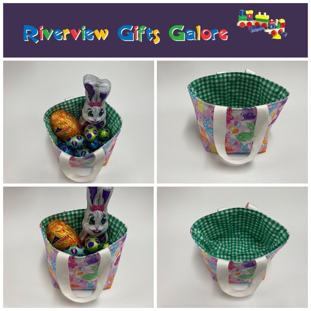 Easter Egg Basket - Bunny - Green Gingham