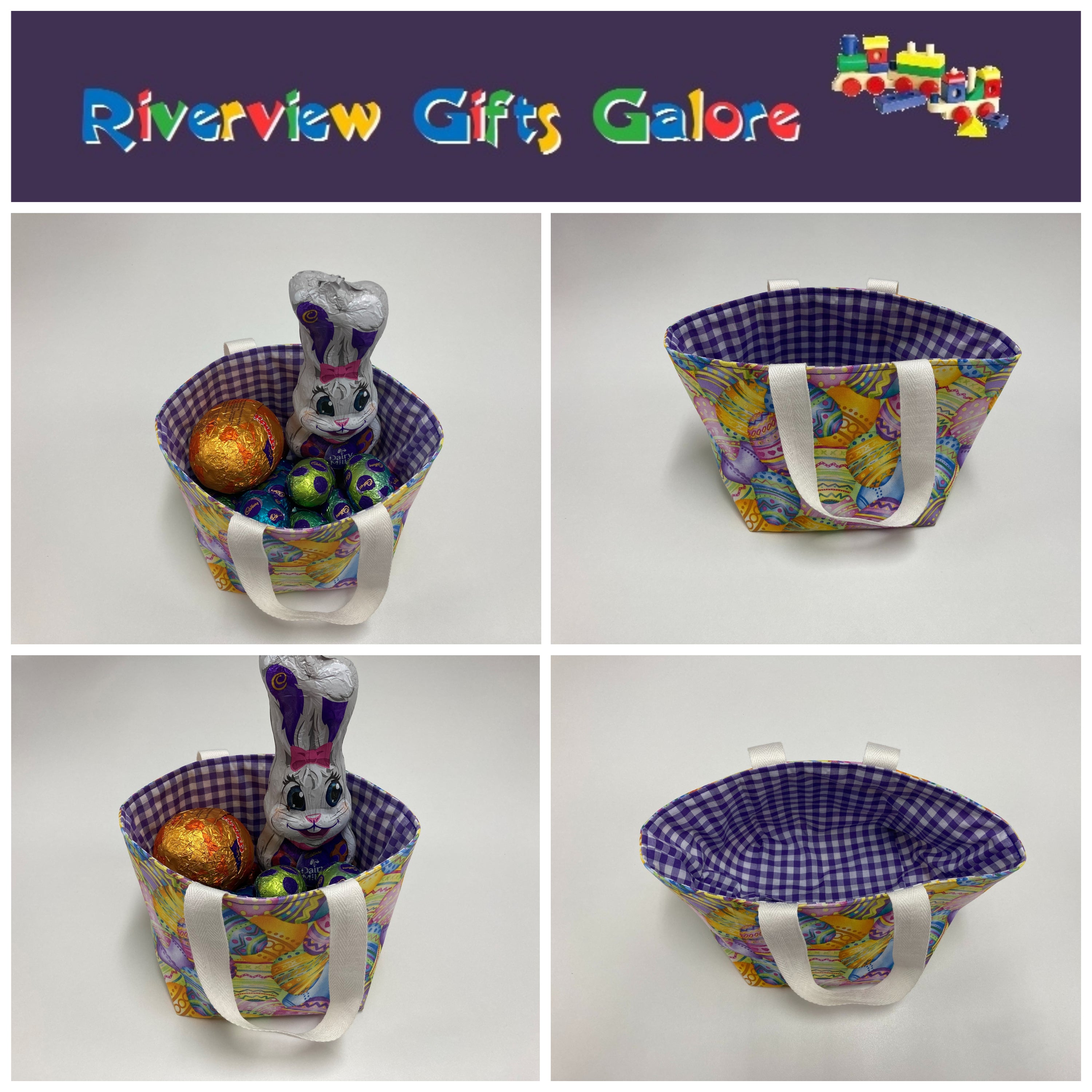 Easter Egg Basket - Egg - Purple Gingham