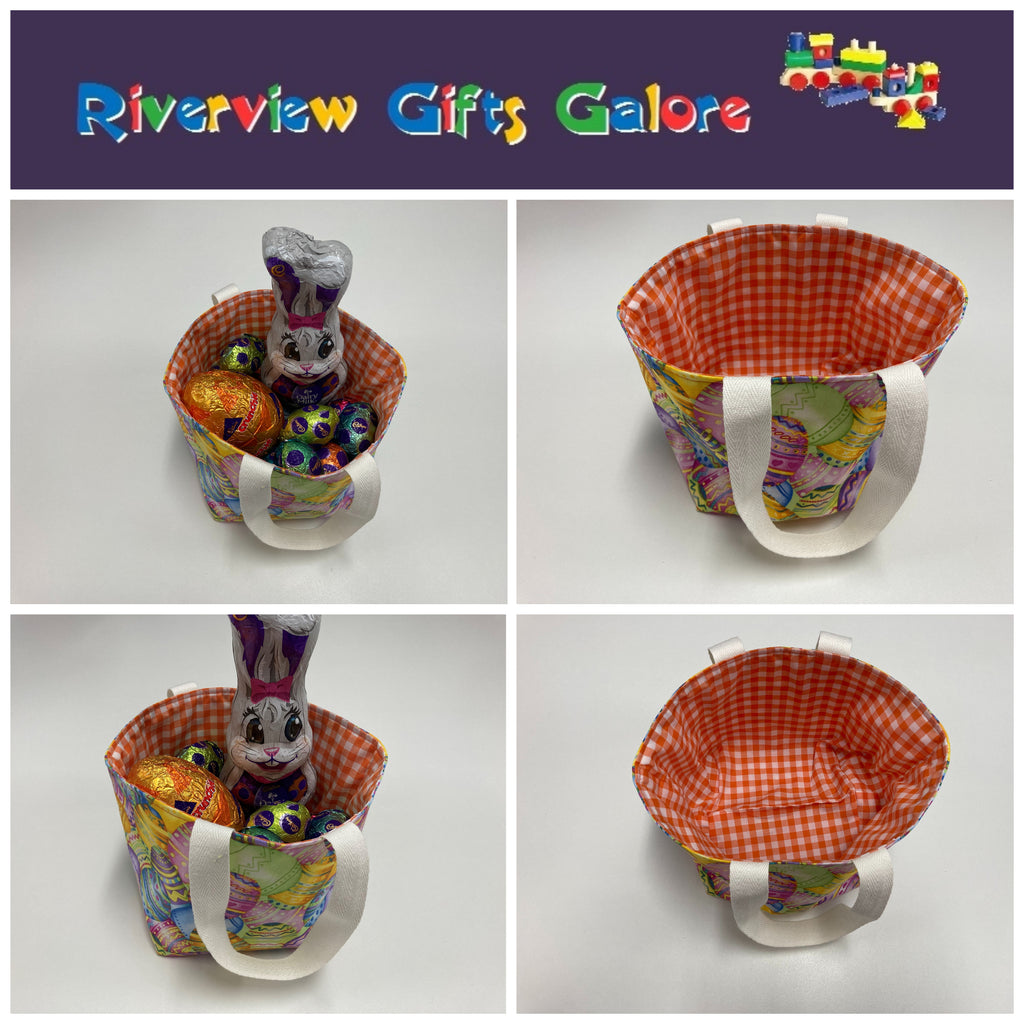 Easter Egg Basket - Egg - Orange Gingham