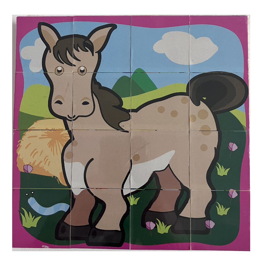 Wooden Cube Block Puzzle - Farm Animals
