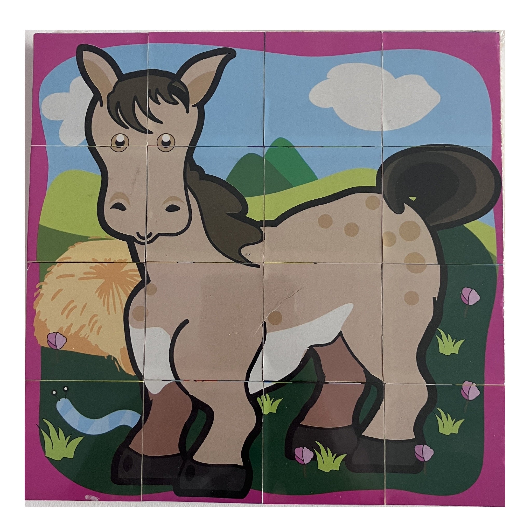 Wooden Cube Block Puzzle - Farm Animals