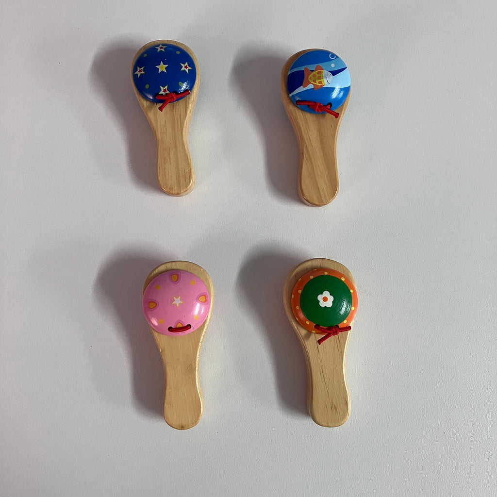 Wooden Castanet - Small Handle - Assorted Designs