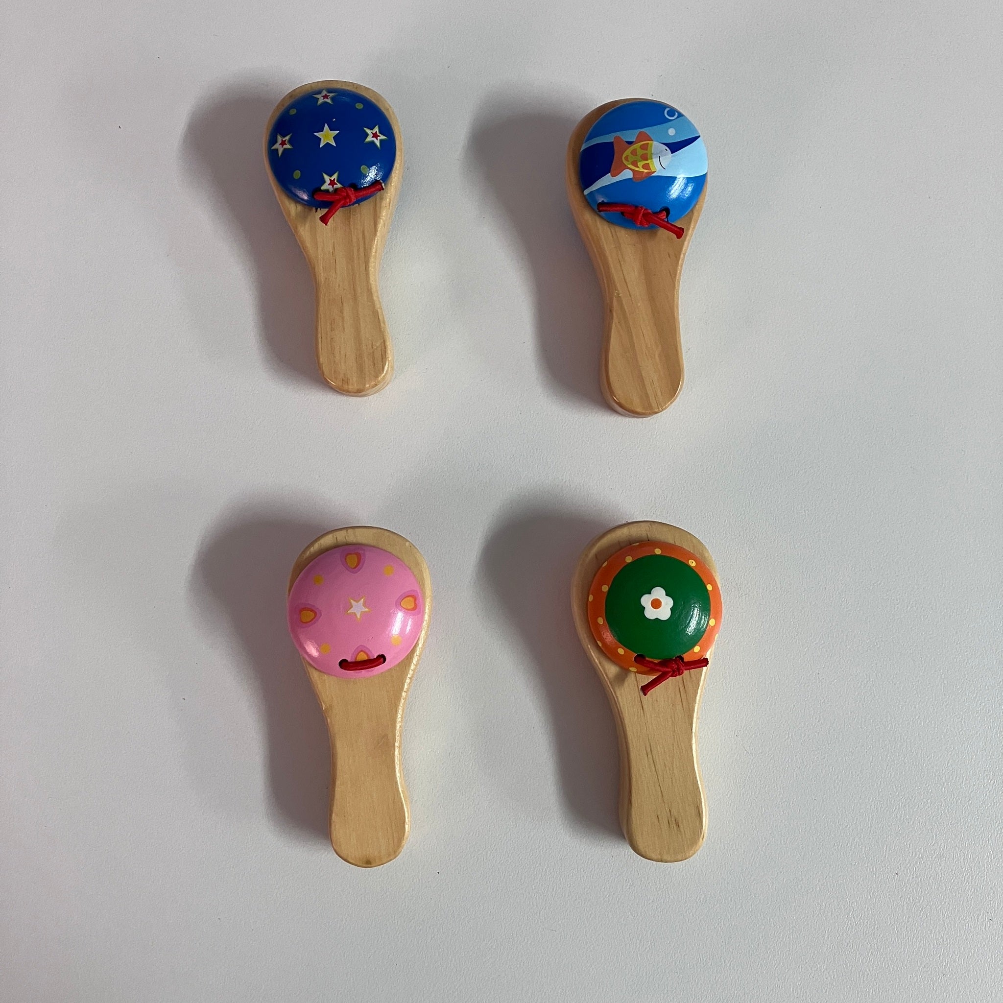 Wooden Castanet - Small Handle - Assorted Designs