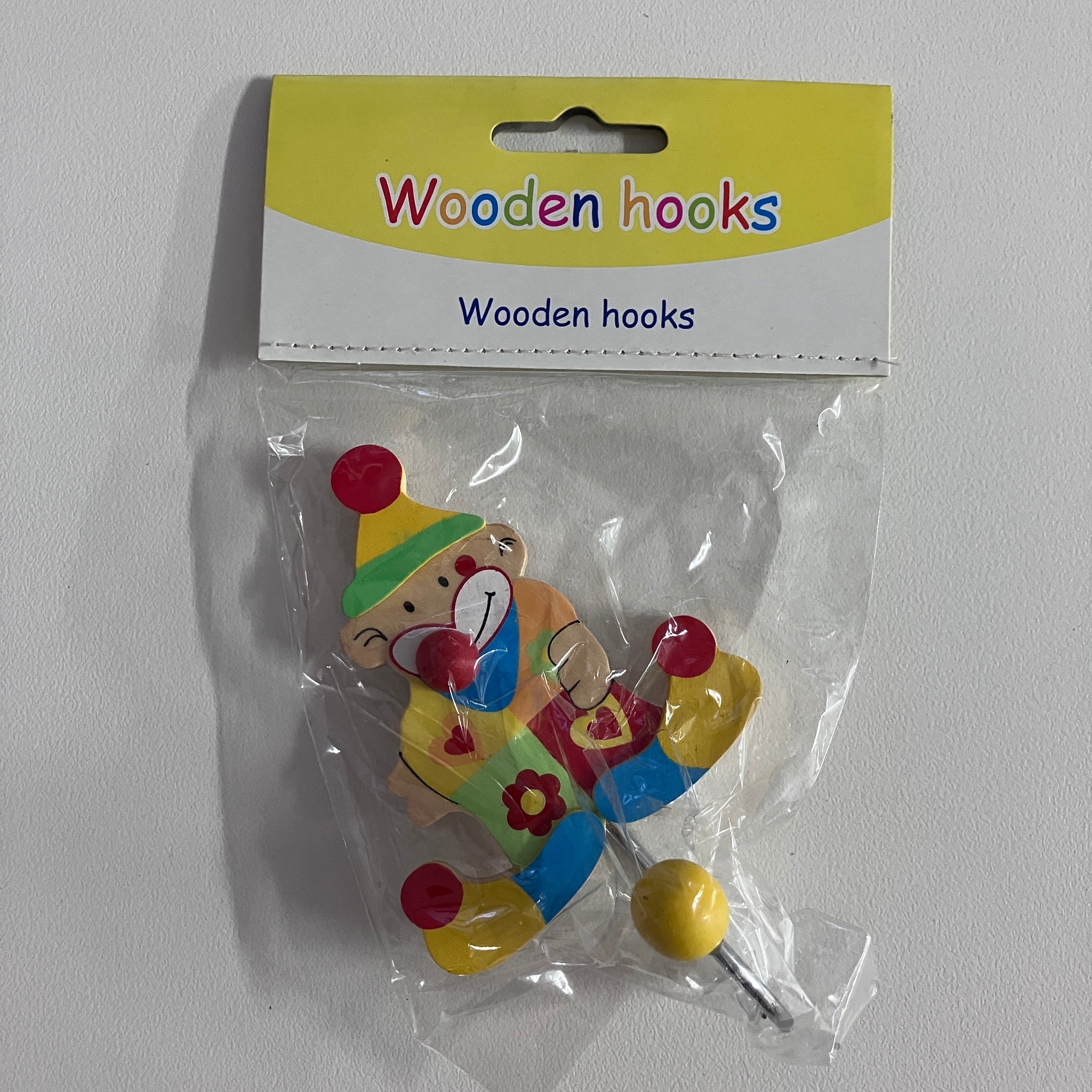 Wooden Coat Hooks - Clown - Assorted Designs