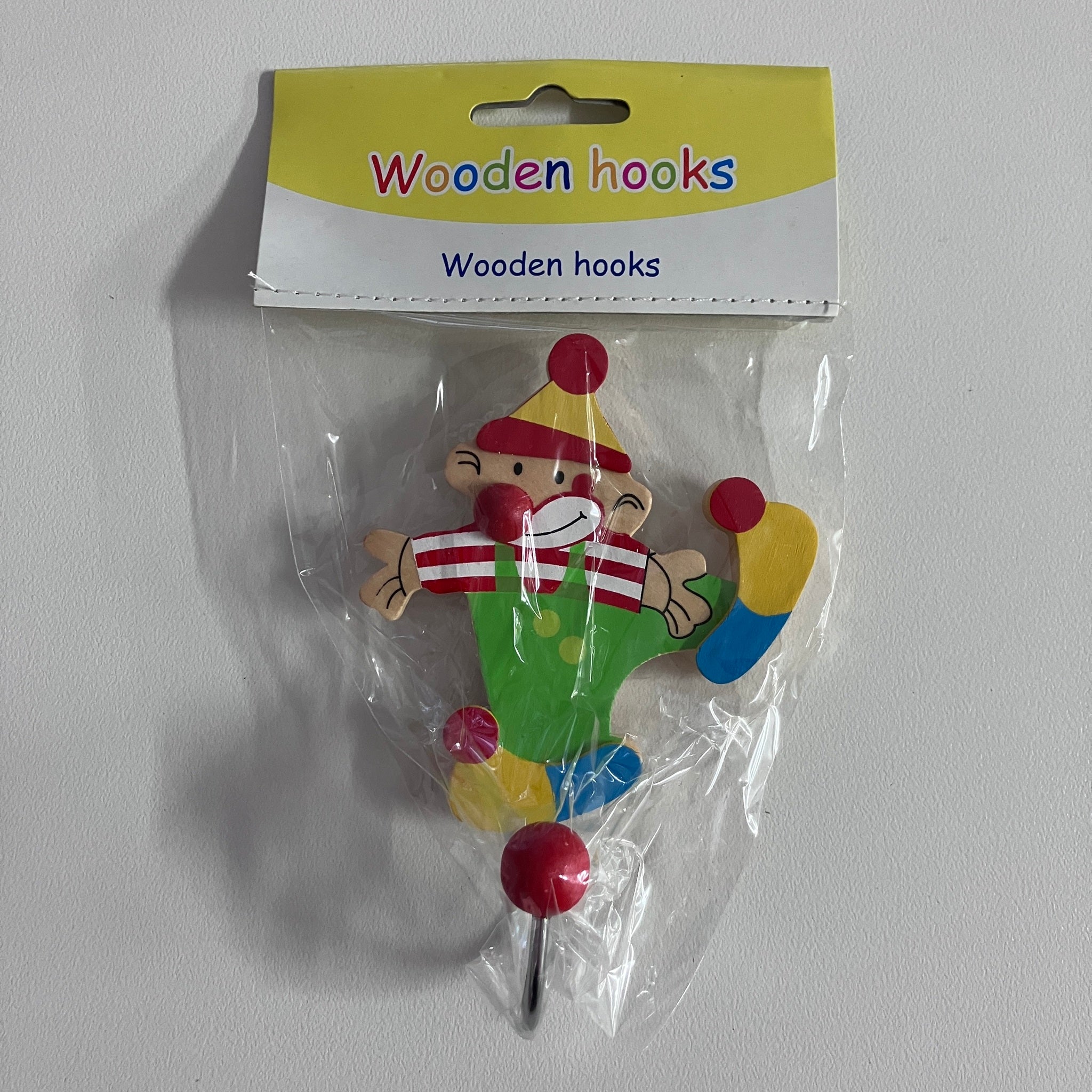 Wooden Coat Hooks - Clown - Assorted Designs