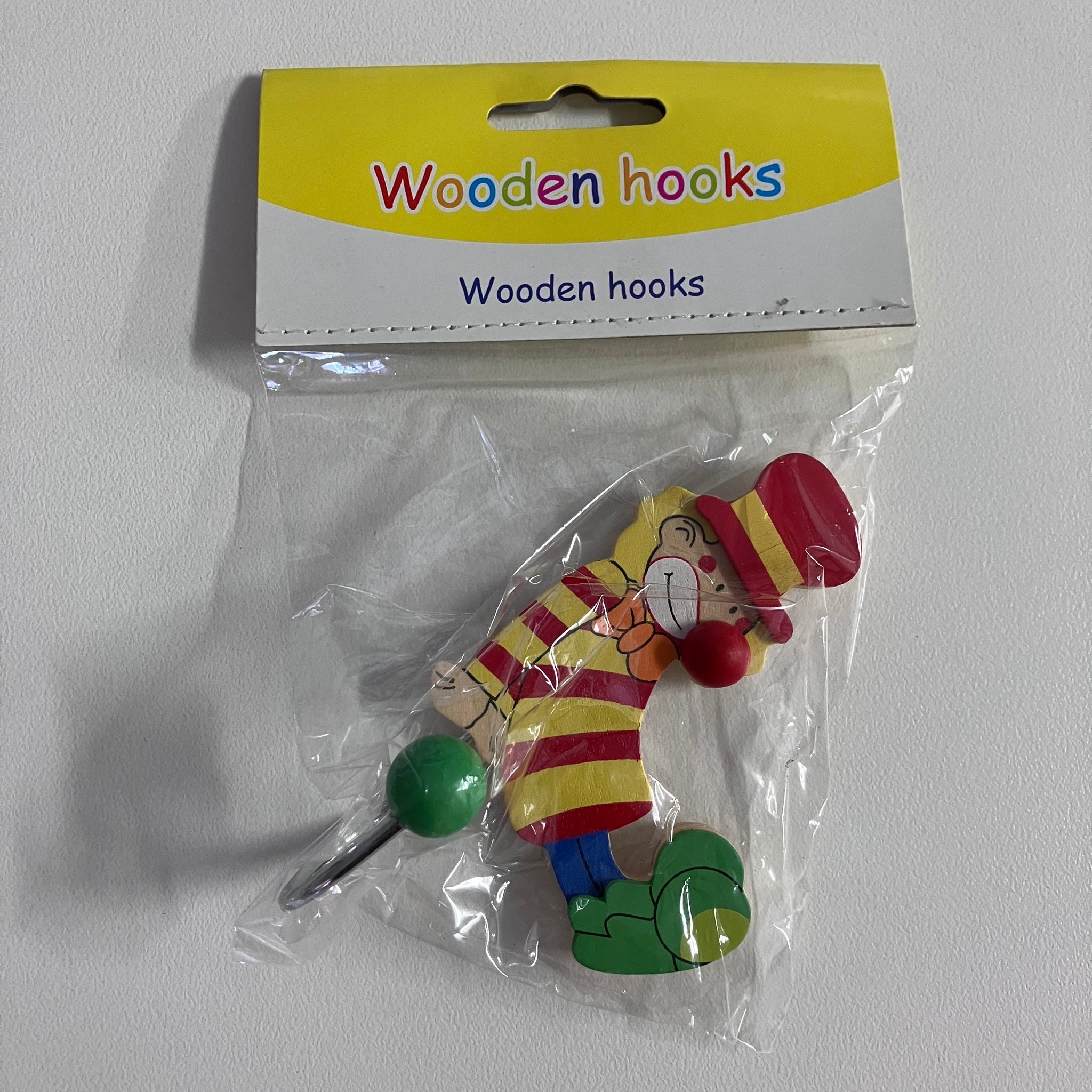 Wooden Coat Hooks - Clown - Assorted Designs