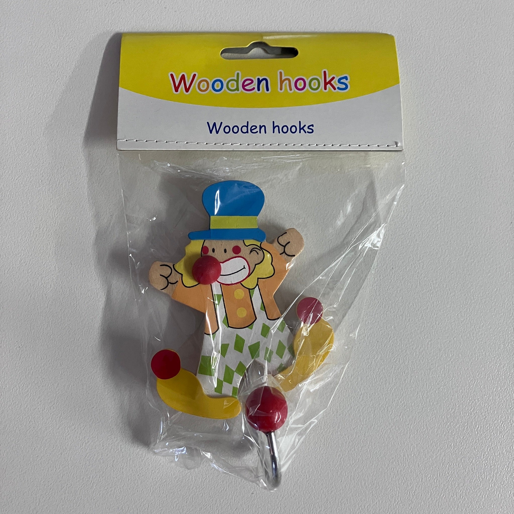 Wooden Coat Hooks - Clown - Assorted Designs