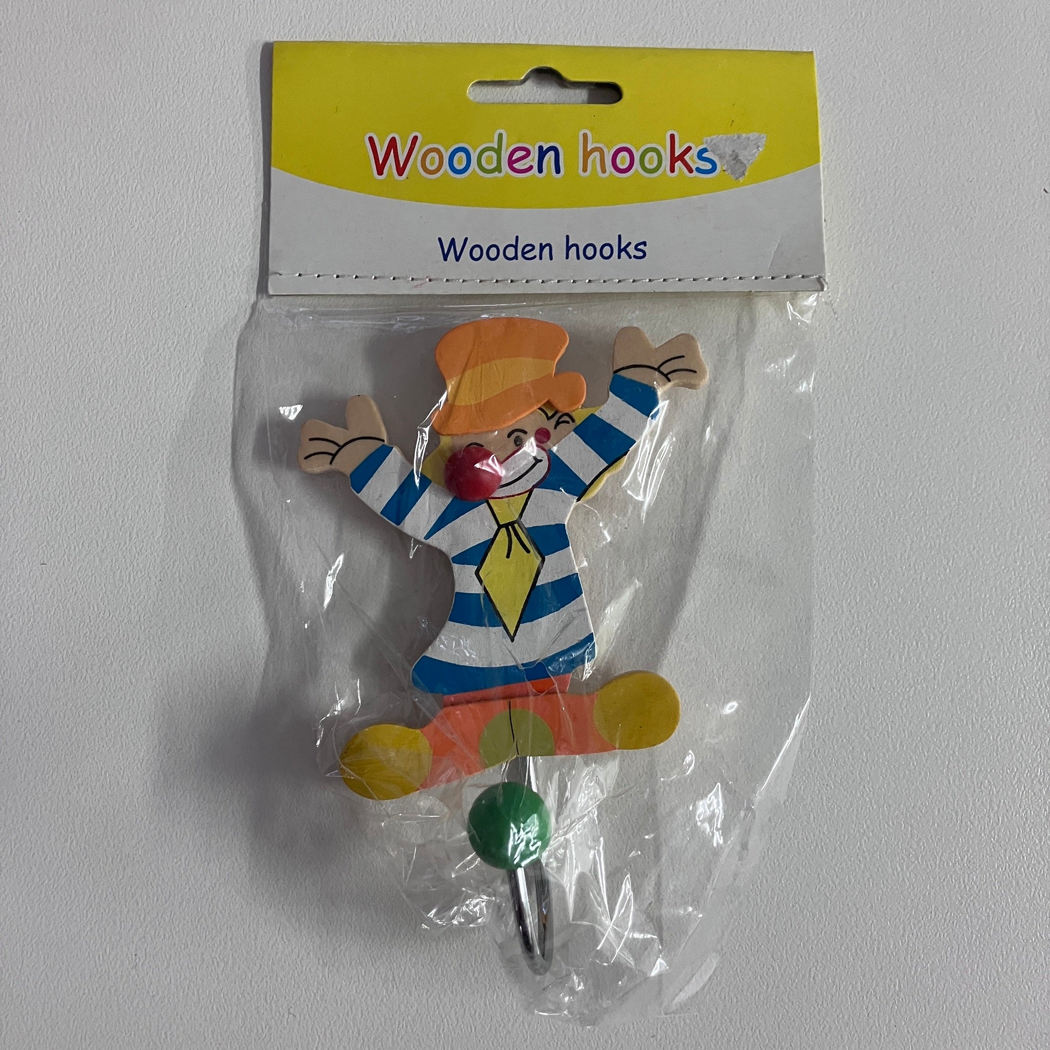 Wooden Coat Hooks - Clown - Assorted Designs