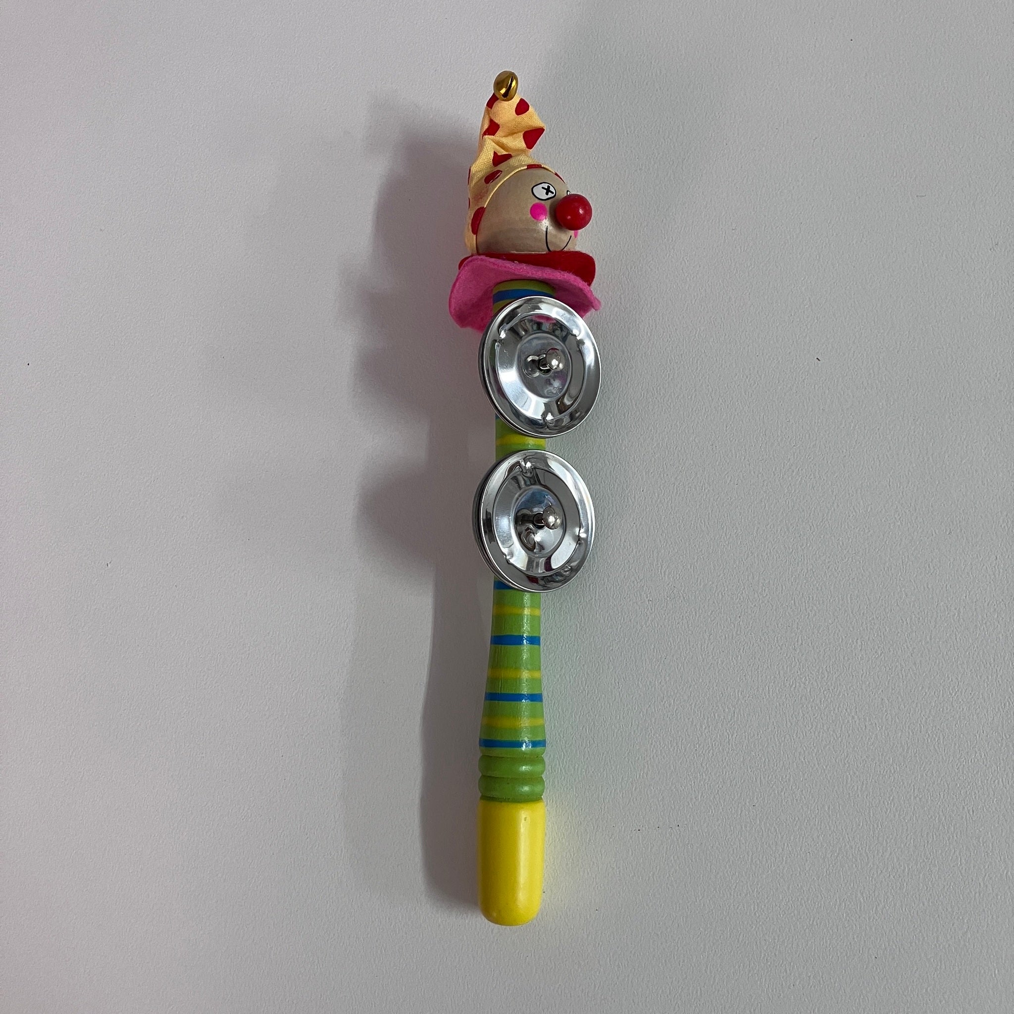 Wooden Tambourine  Stick - Clown - Assorted Designs