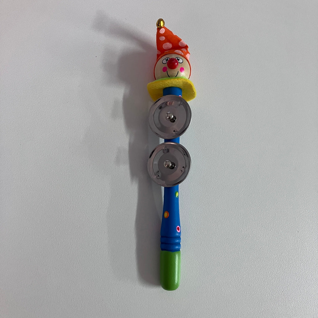 Wooden Tambourine  Stick - Clown - Assorted Designs